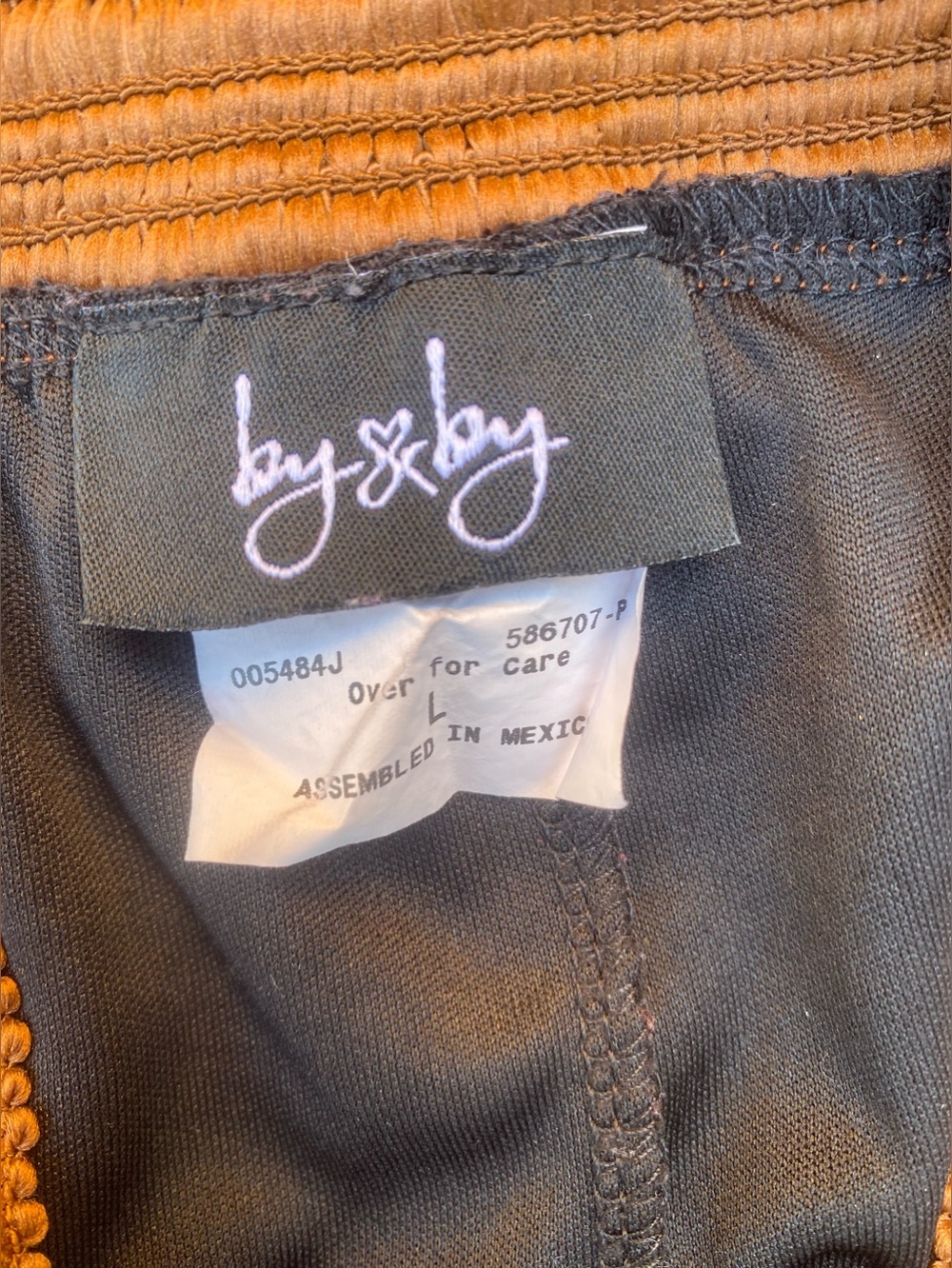 Black Midi Skirt with Brown Waist Band & Faux Leather Lace Up Detail - Picture 4 of 4